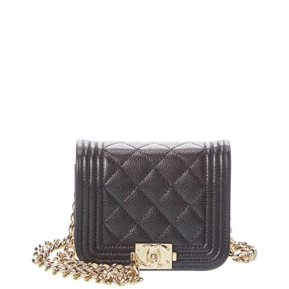Chanel Black Quilted Leather Boy Golden Crosshair Shoulder Bag (Authentic